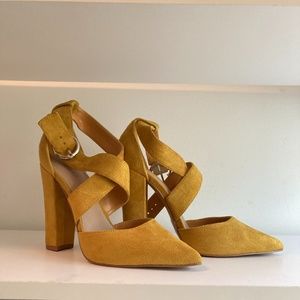 Yellow/Mustard Faux Suede Heels